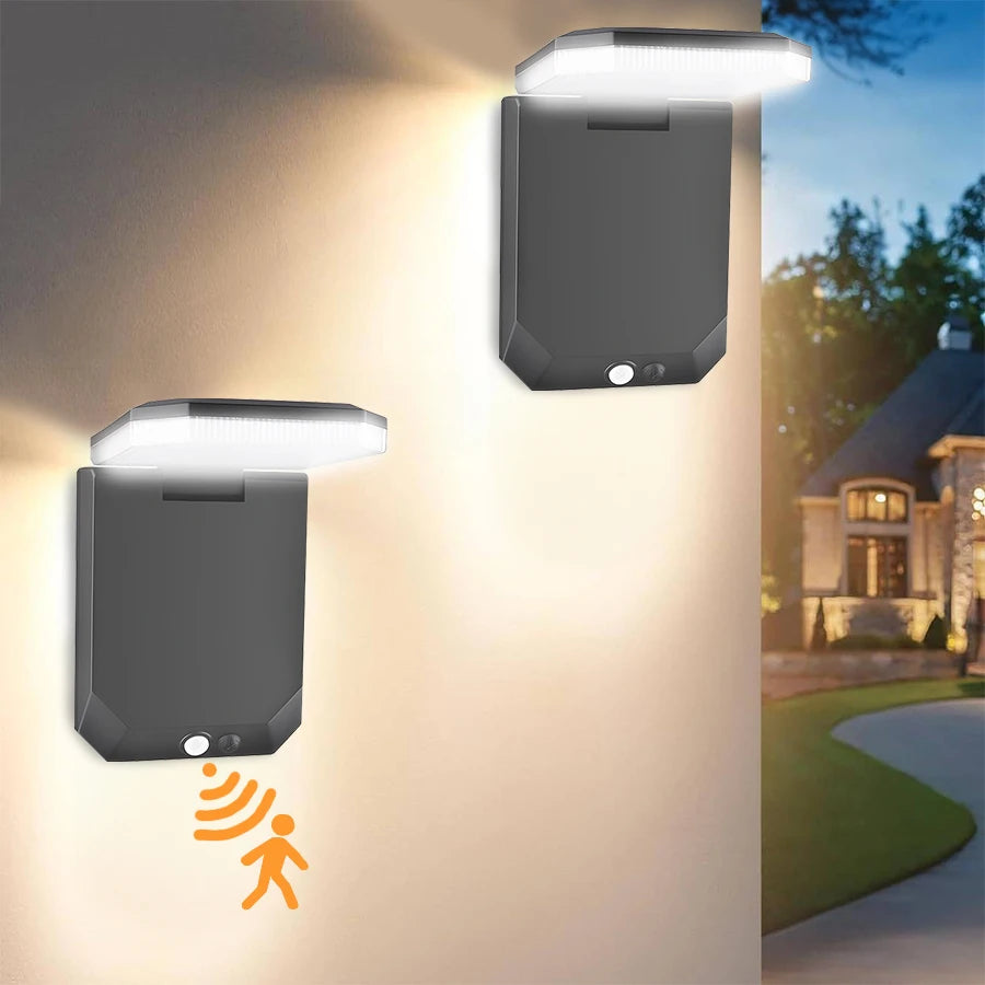 Solar LED Wall Light 120° Foldable Motion Sensor – IP65 Outdoor