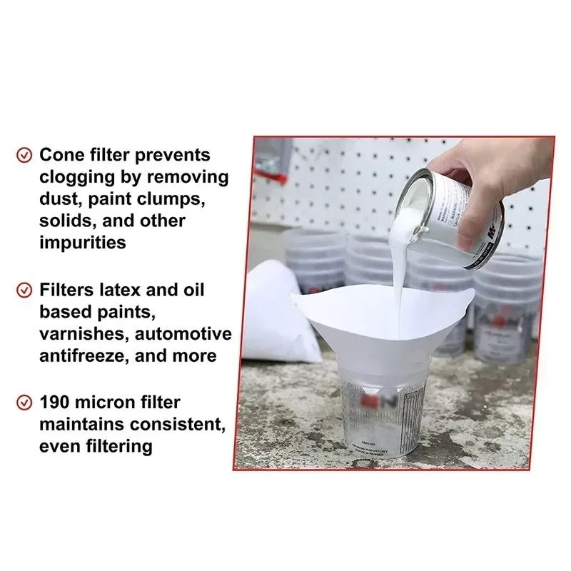 190 Mesh Disposable Paint Spray Filter Funnels – Nylon Strainer