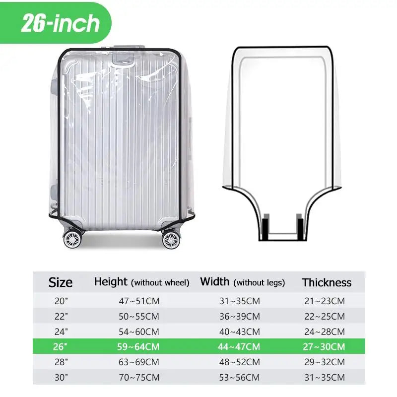 Transparent PVC Luggage Cover | Waterproof 20–30 Inch Suitcase