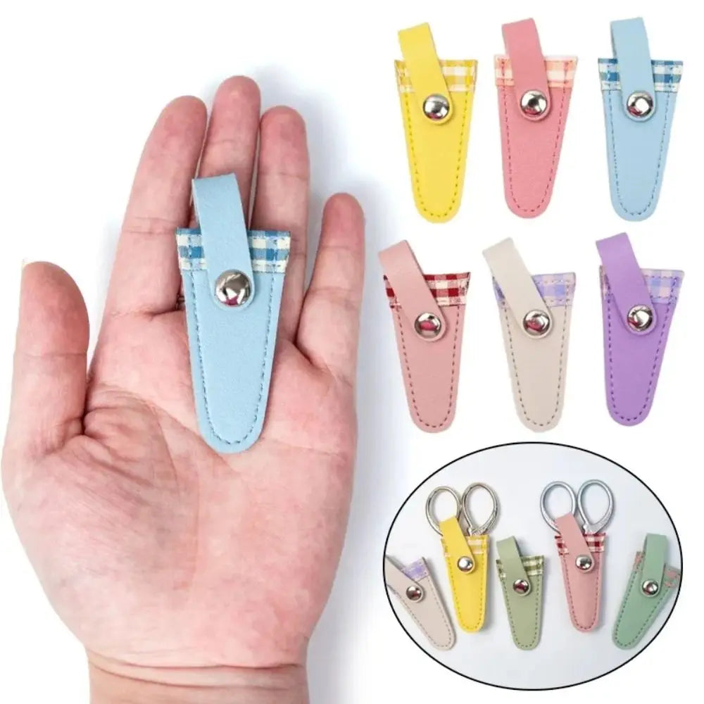 PU Scissors Protective Cover – Colorful Lattice Blade Sleeve