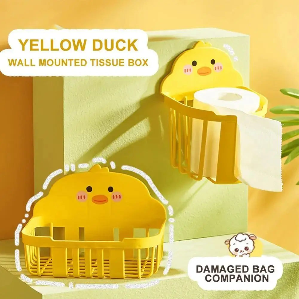 Yellow Duck Wall-Mounted Tissue Holder – No Drill Storage Rack