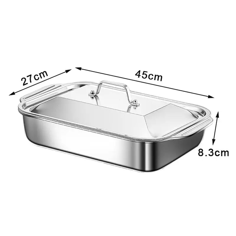 Stainless Steel Baking Pan with Lid – Deep Dish Cookware