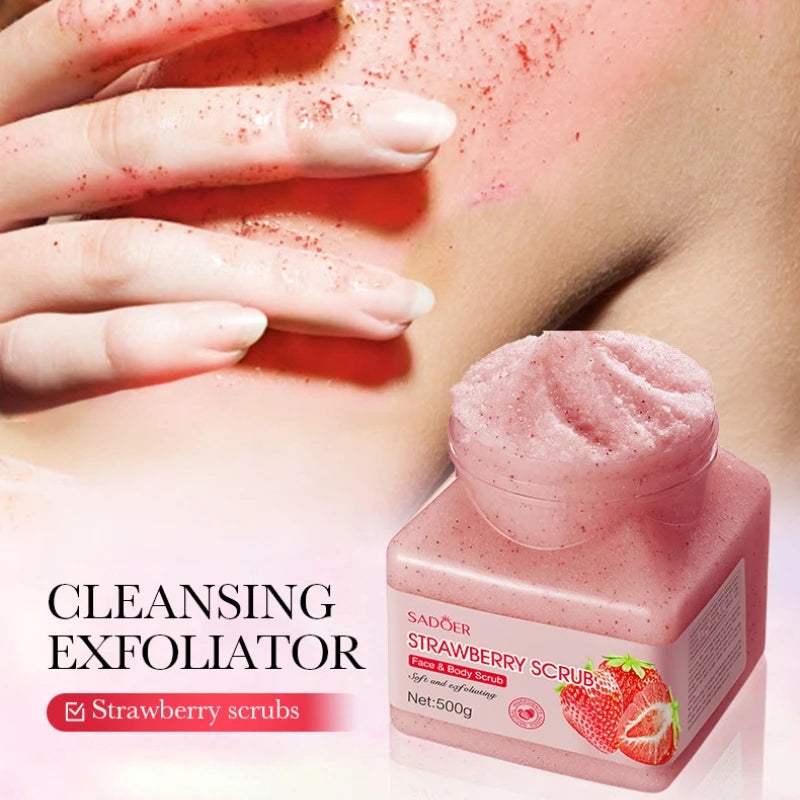 SADOER Strawberry Exfoliating Face Scrub 500g – Hypoallergenic