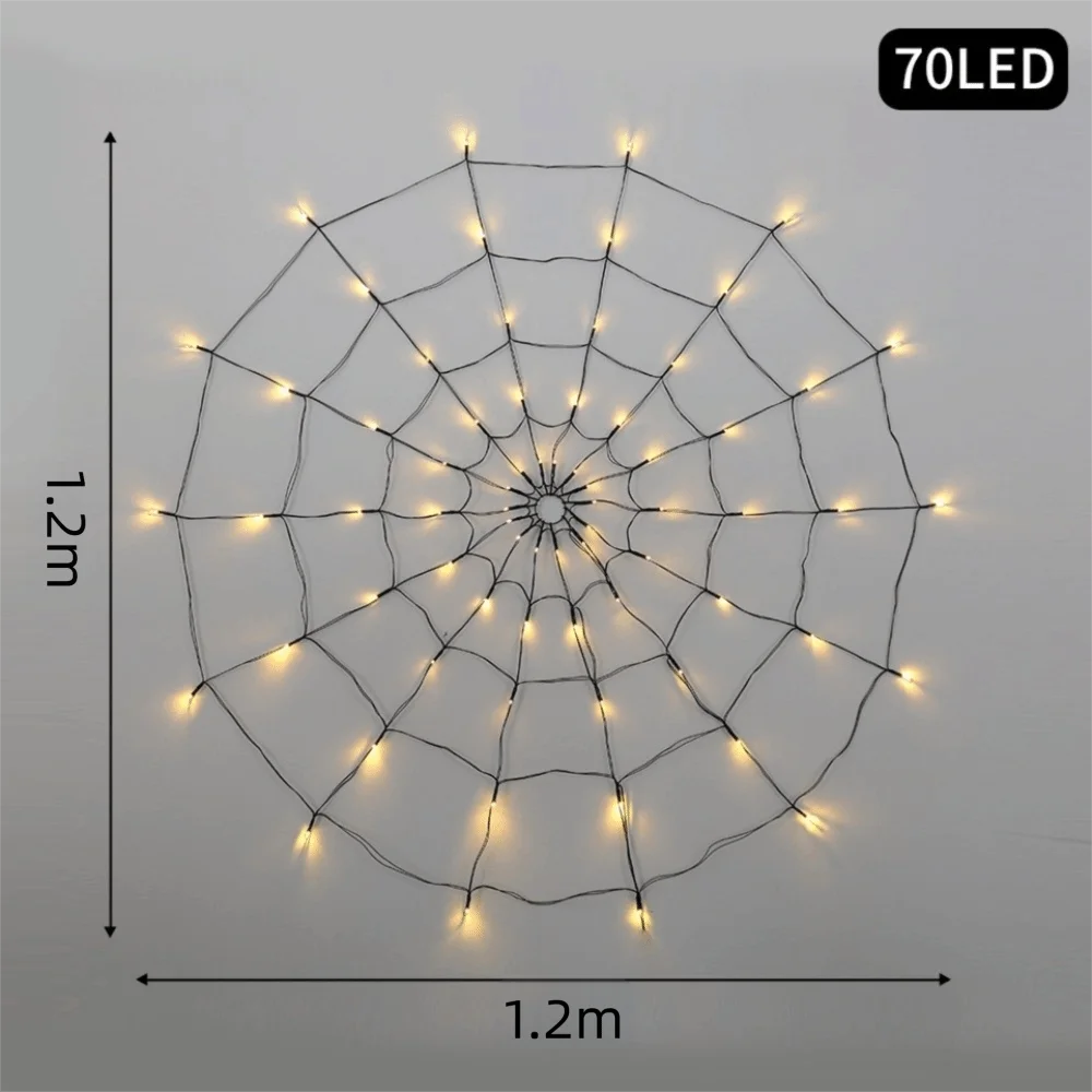 Halloween Spider Web String Light – 70 LED Net Light 1.2M