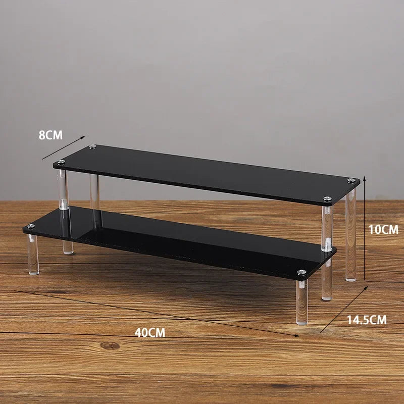 Black Acrylic Display Stand Riser 1–5 Tier Organizer Rack