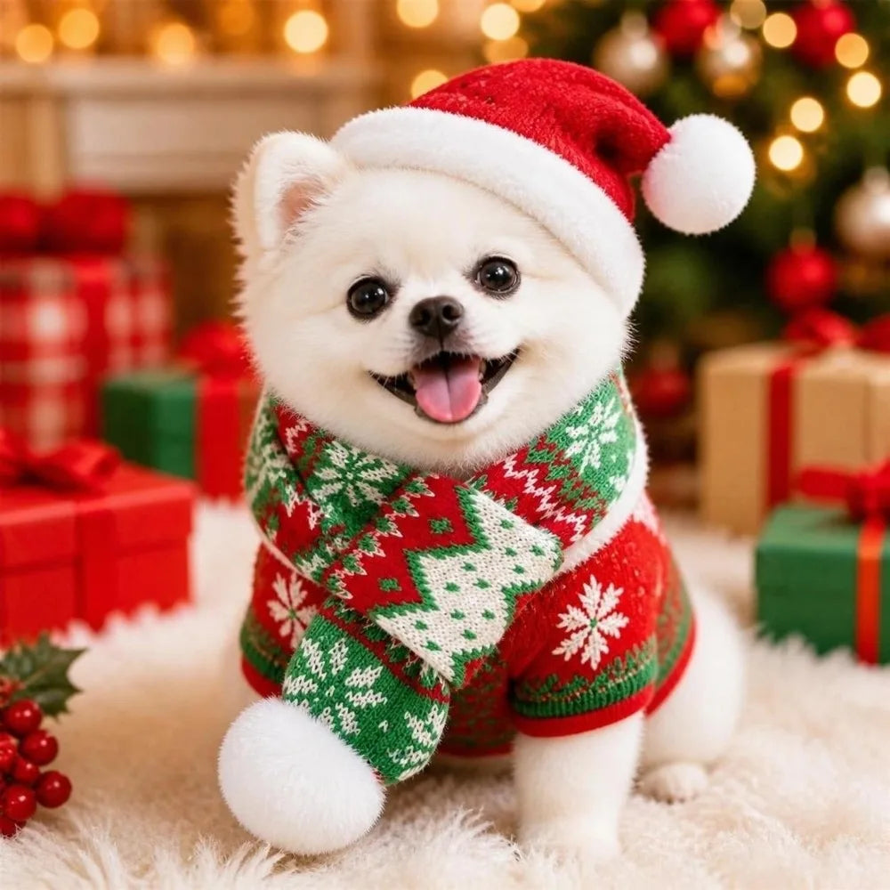 Christmas Dog Scarf Bandana – Festive Small Pet Neck Warmer