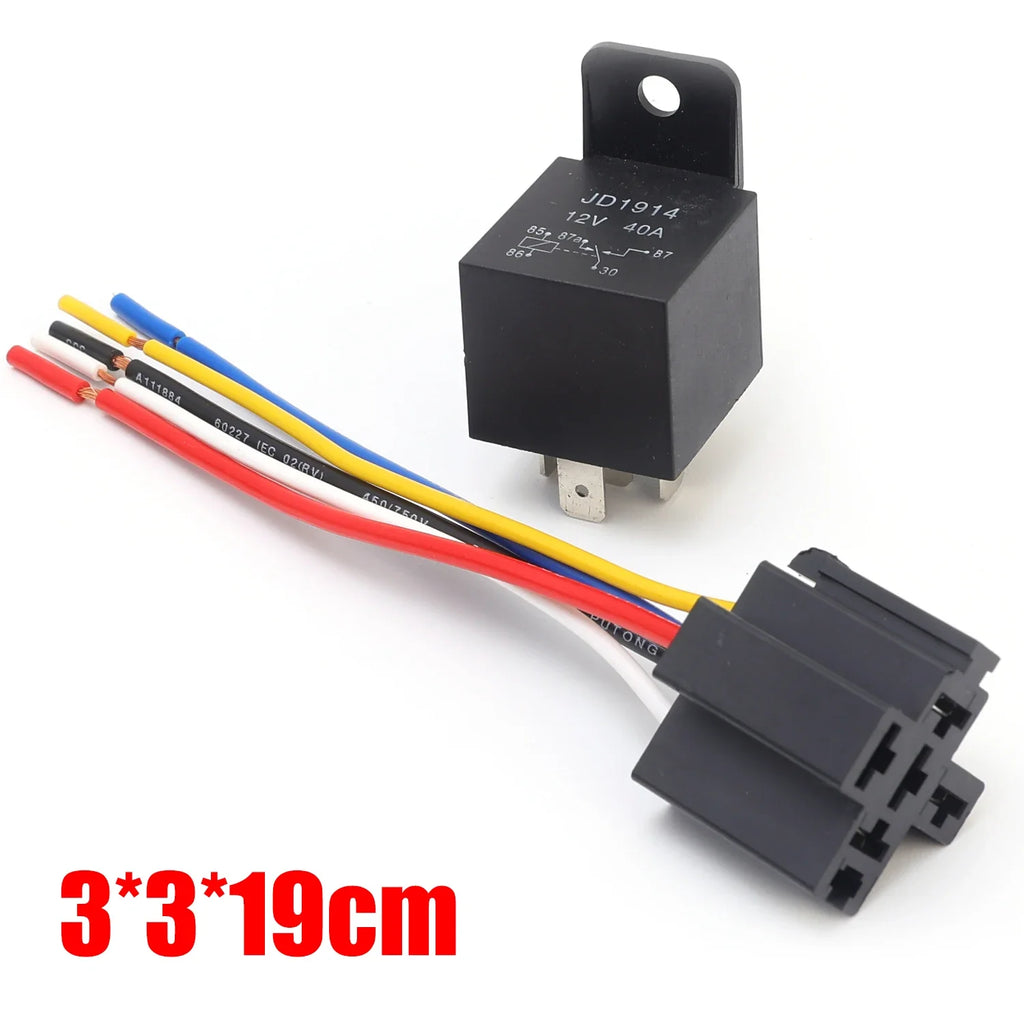 12V/24V 5-Pin 40A Car Relay with Socket & Harness – SPDT JD1914