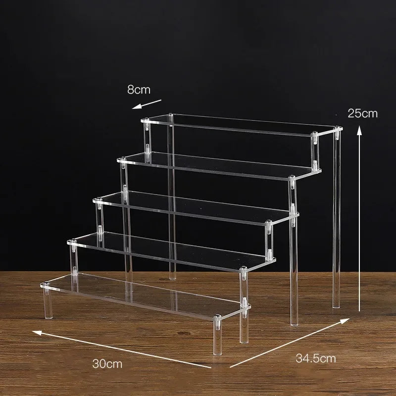 Black Acrylic Display Stand Riser 1–5 Tier Organizer Rack