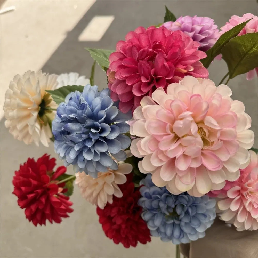 Silk Artificial Dahlia Chrysanthemum Bouquet – Faux Home Décor