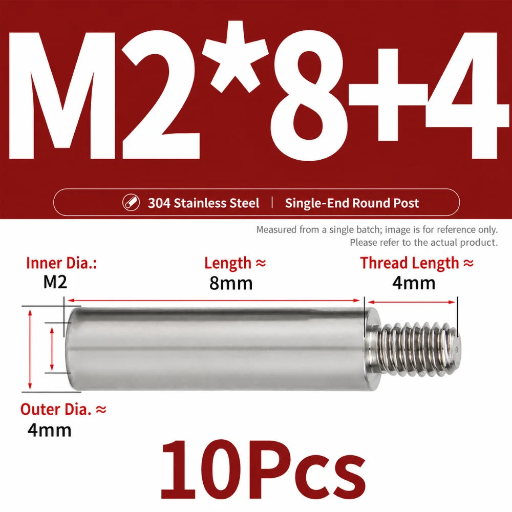 M2–M10 304 Stainless Steel PCB Standoff Spacer Pillars – 10 Pack