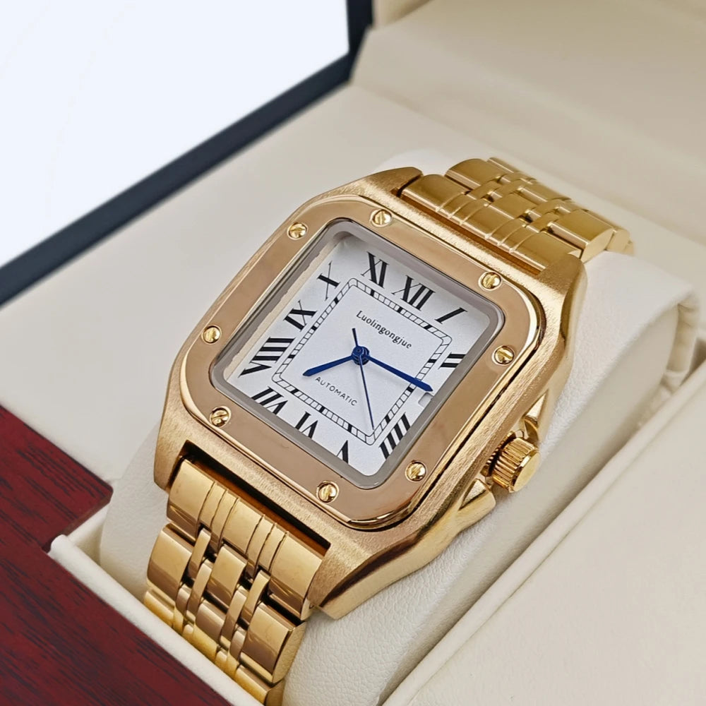 Square Skeleton Automatic Men's Watch | LUOLINGONGJUE Tank