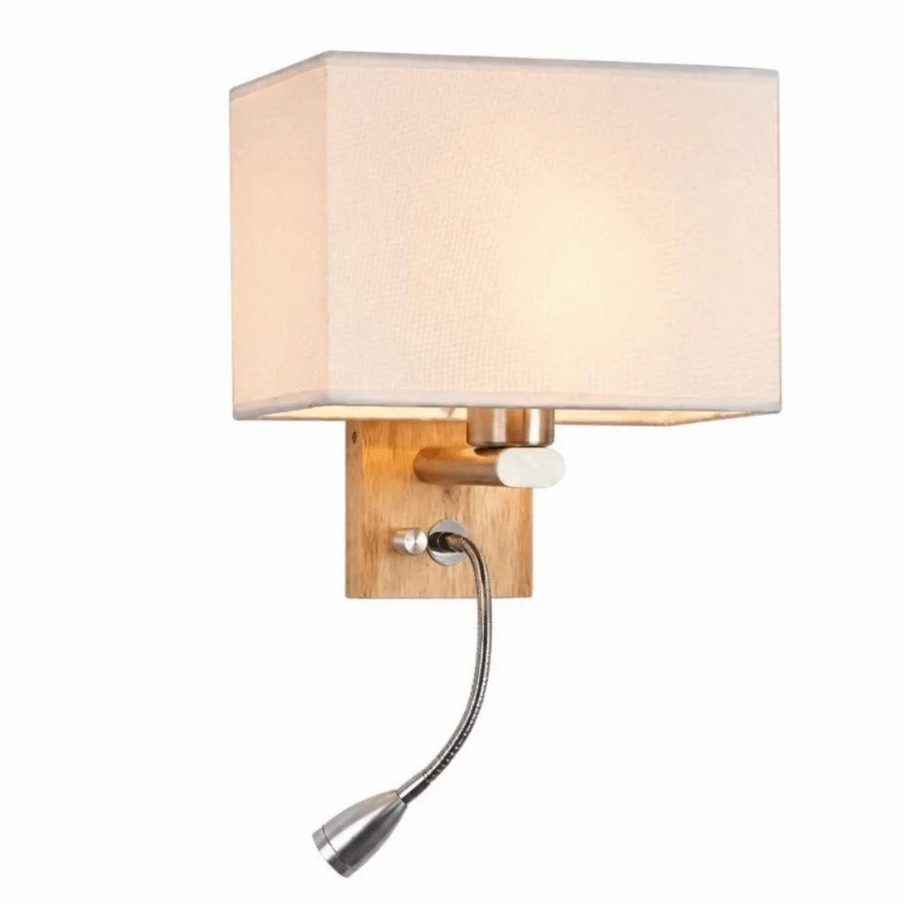 Swing Arm Wall Sconce | E26/E27 LED, Wood Base, Rotary Switch