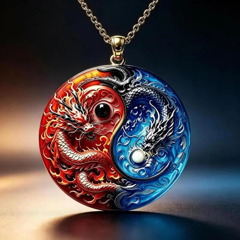 Yin Yang Twin Dragons Pendant Necklace – Gothic Alloy Choker