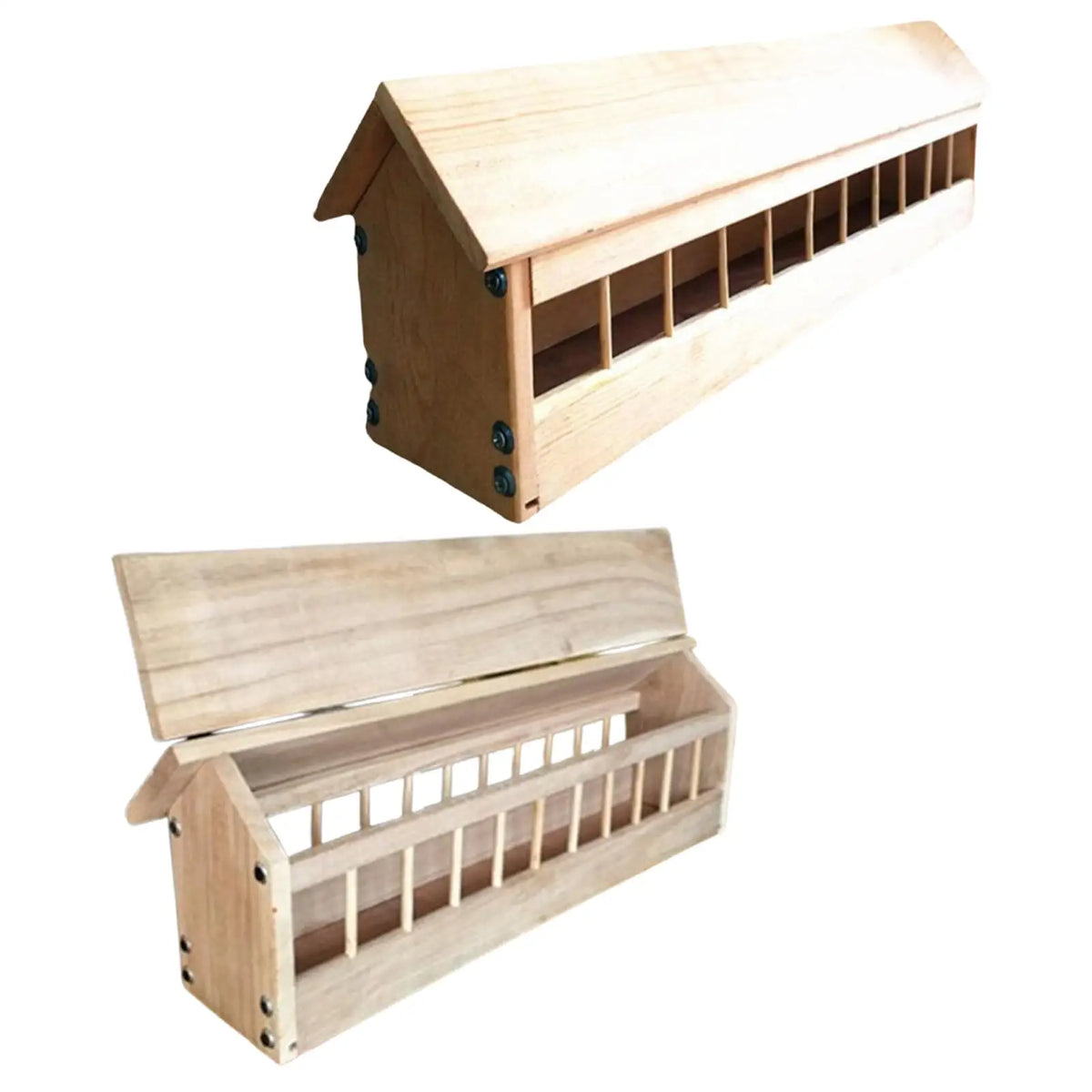 Wooden Pigeon & Chicken Feeder Trough – Low-Waste Bird Bowl
