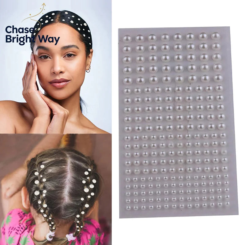 Self-Adhesive Pearl Stickers 220pcs – Face, Hair, Nails & Crafts