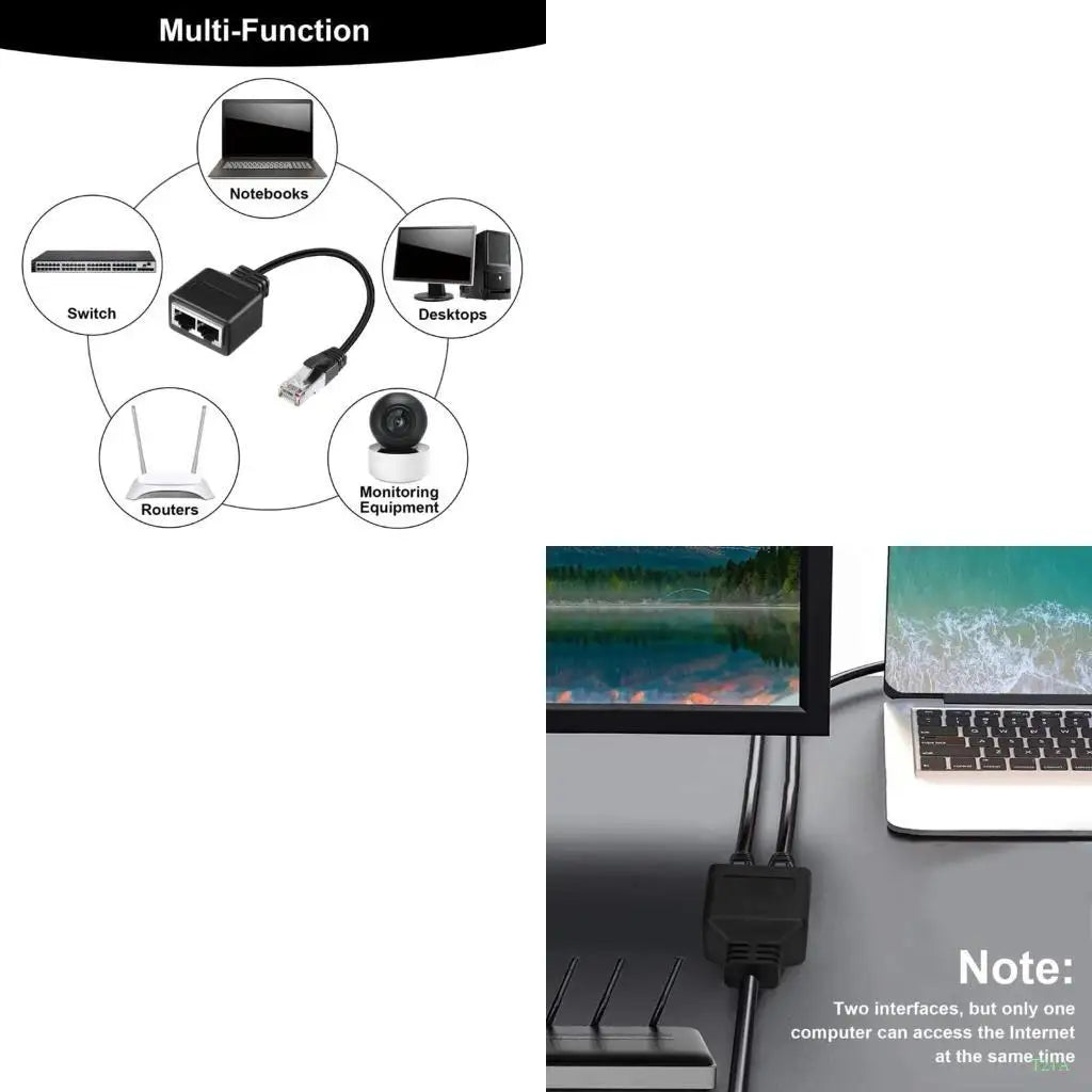 RJ45 Splitter Cable – 1 Male to 2 Female Ethernet Adapter
