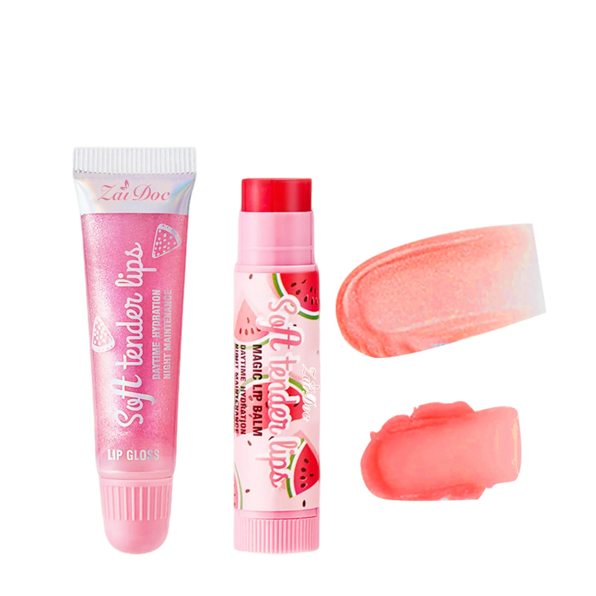 Zaidoc 4 Fruity Flavors Tinted Lip Gloss & Balm Set – 7g Each