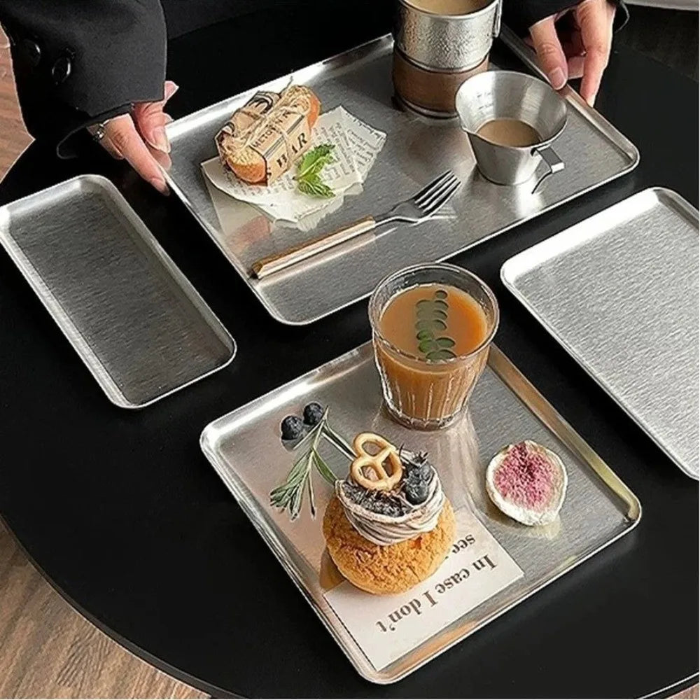 Nordic Stainless Steel Kitchen Storage Tray | Rectangular Plate