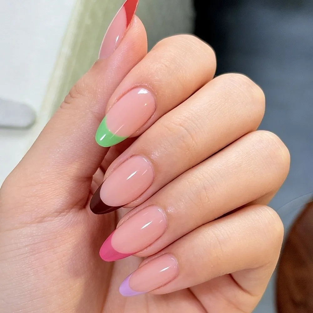 144-Piece Press On Nails – 6 Colors Glossy Full Cover Tips