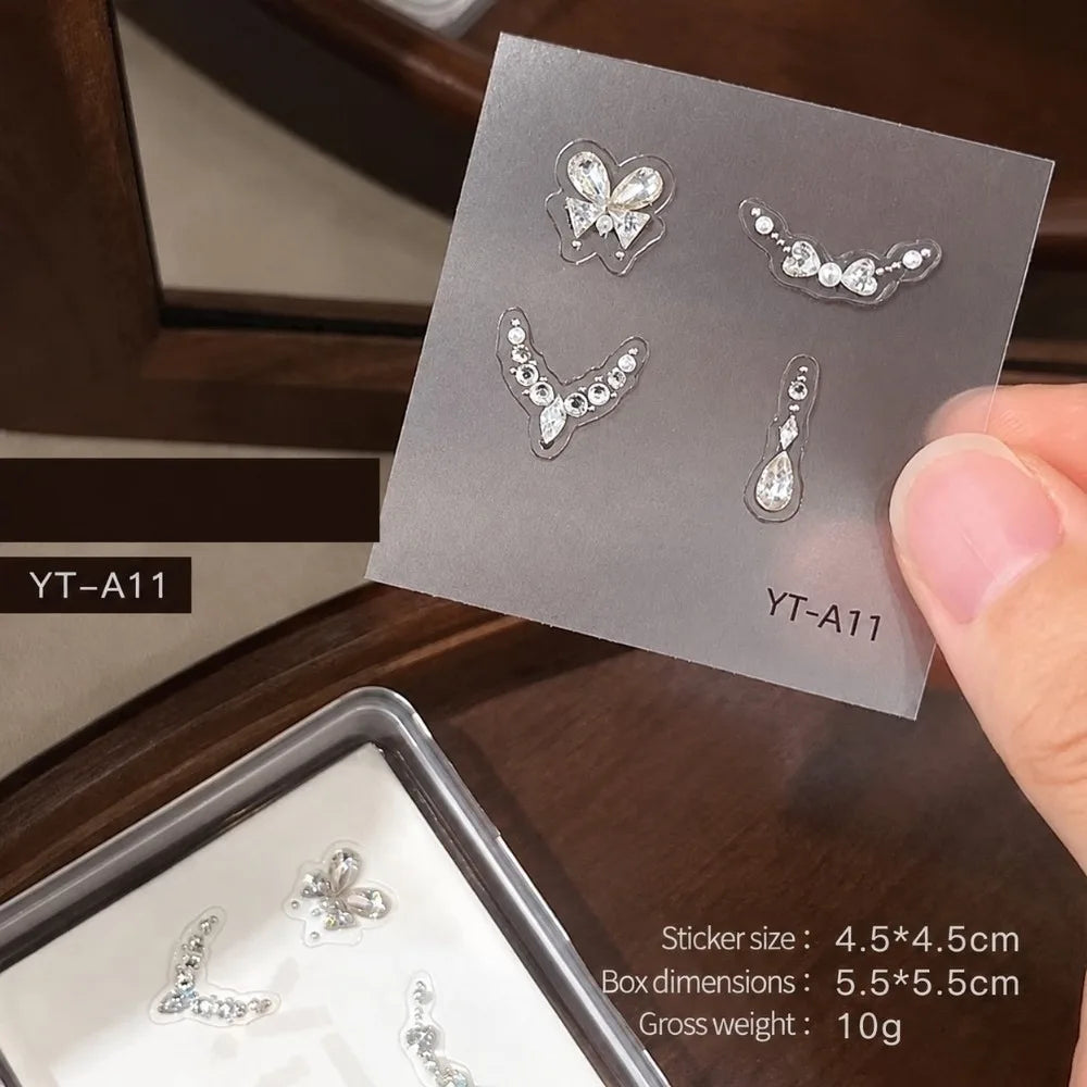 3D Heart Rhinestone Nail Art Stickers – Crystal Decals