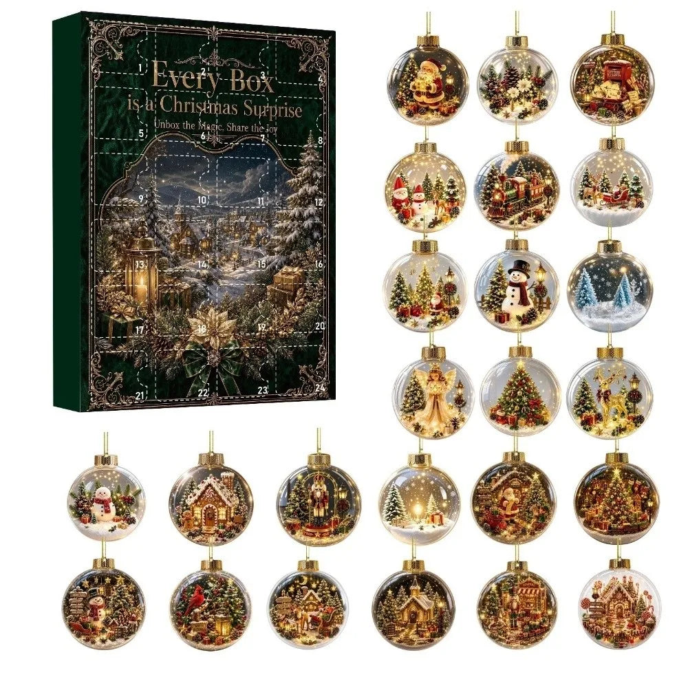 24-Piece Acrylic Christmas Advent Calendar Hanging Ornaments