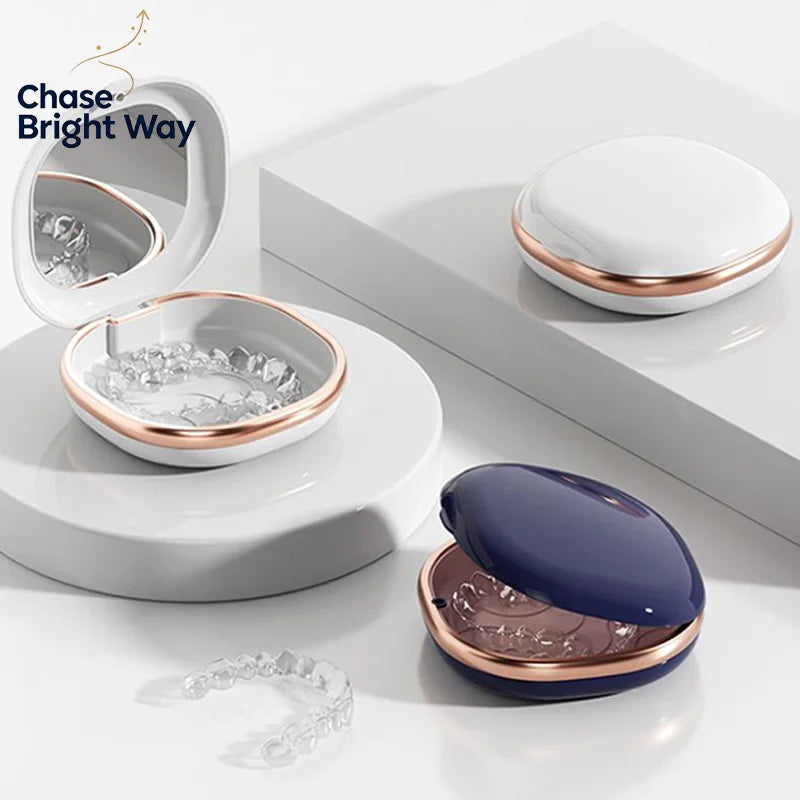 Portable Dental Retainer Case with Mirror | Travel Storage