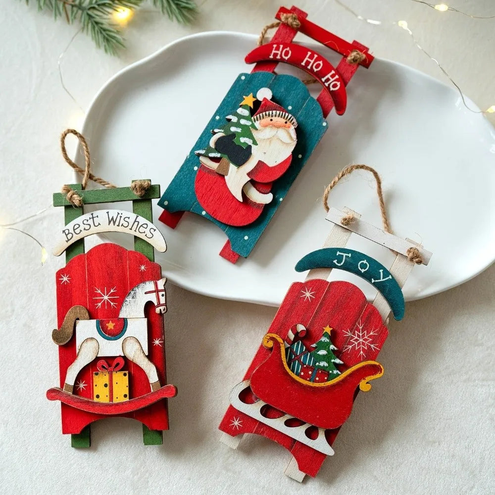 Wooden Santa Claus Christmas Tree Pendant – DIY Painted Ornament