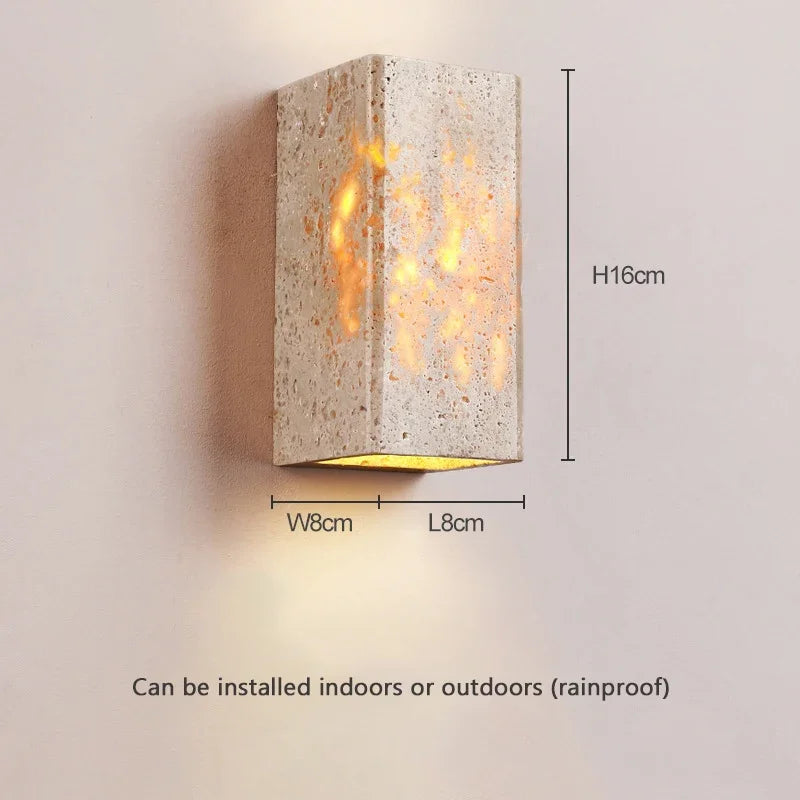 Travertine Stone LED Wall Sconce – Modern Nordic Bedside Lamp