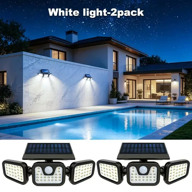 Solar Motion Sensor Light 3-Head 270° Wide Angle IP65 74 LED