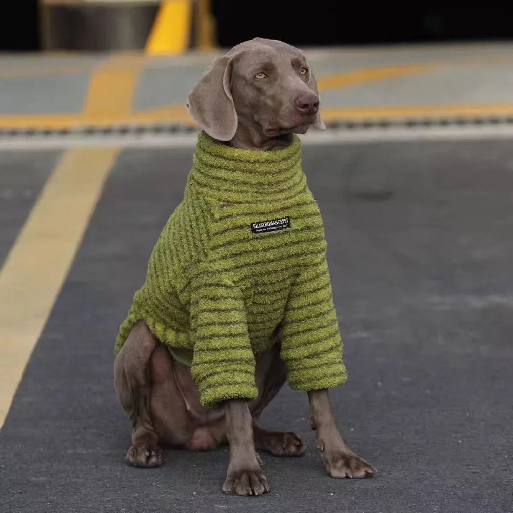 Fleece Striped Dog Turtleneck Sweater – Medium & Large Dogs