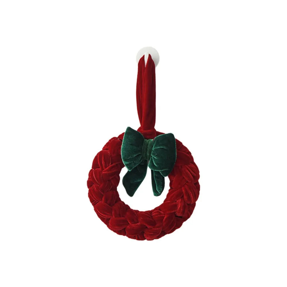 Velvet Wreath Ornament – Mini Hanging Garland Red & Green