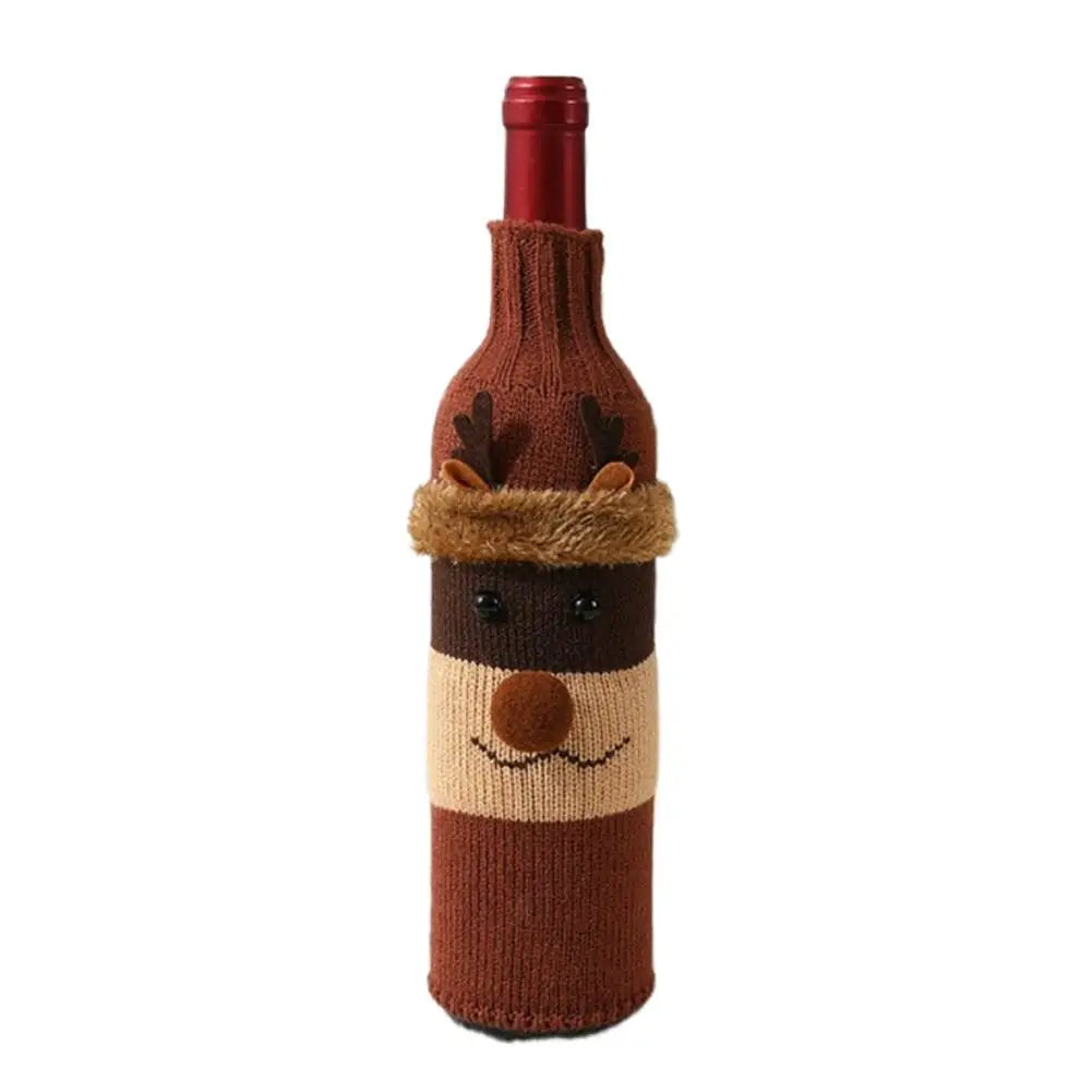 Christmas Knitted Wine Bottle Cover – Santa Snowman Deer Set