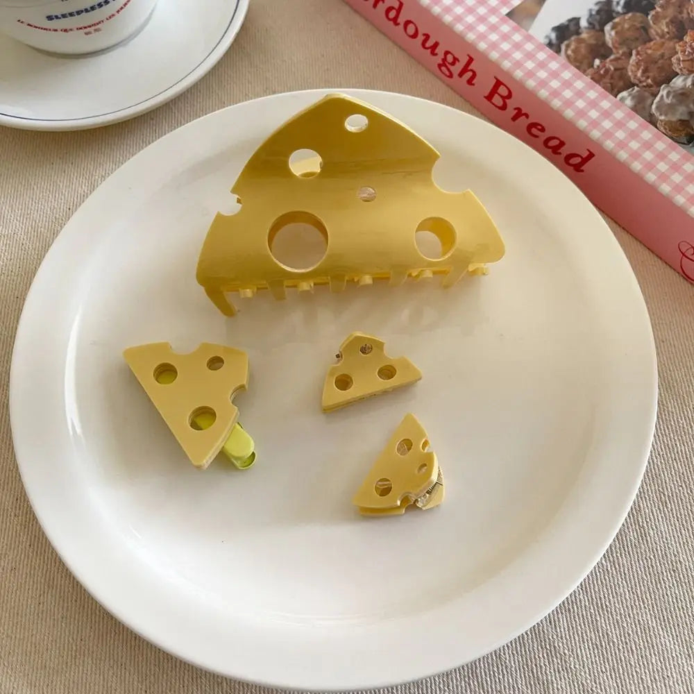 Yellow Cheese Hair Claw Clip – Cute Plastic Triangle Hairpin