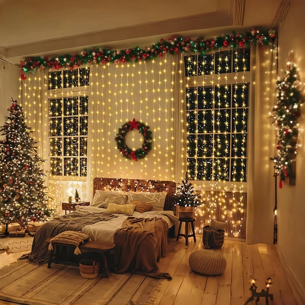 Christmas LED Curtain Fairy Light 3×3M 300 LEDs USB Remote