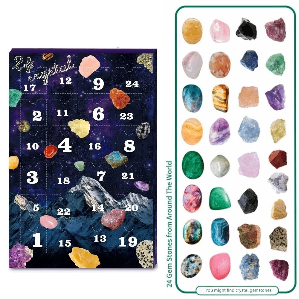 Christmas Crystal Gemstone Advent Calendar – 24-Grid Blind Box