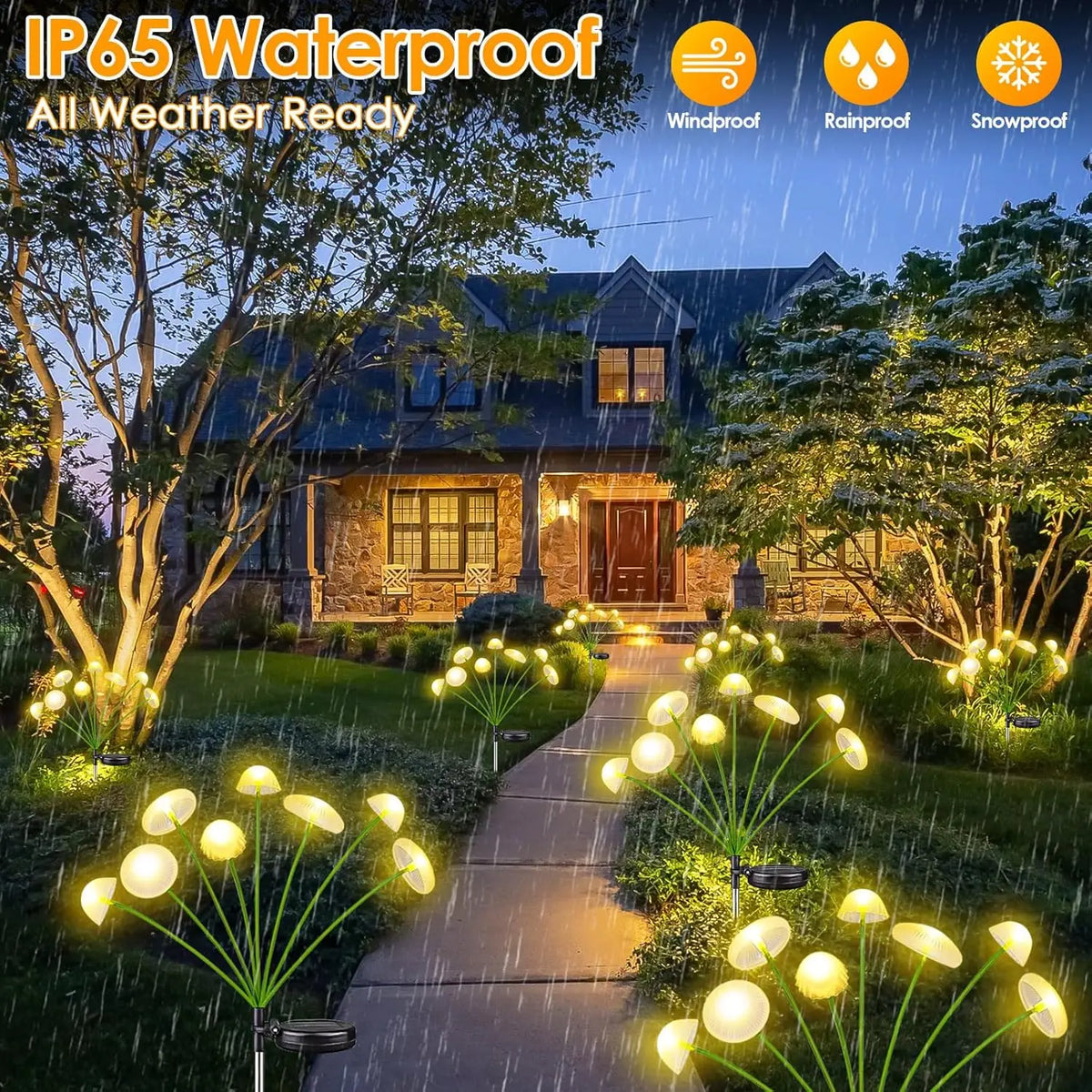 Solar Mushroom Garden Lights – 6 LED Dual Mode Waterproof Décor
