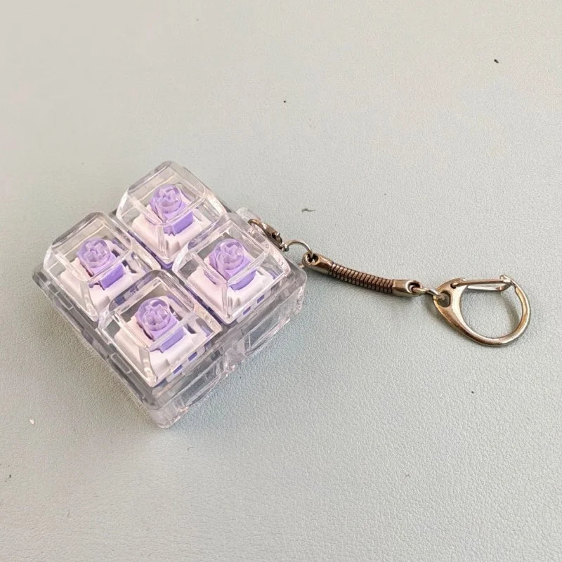 Mini Keyboard Fidget Keychain – Crystal Keycap Sensory Toy