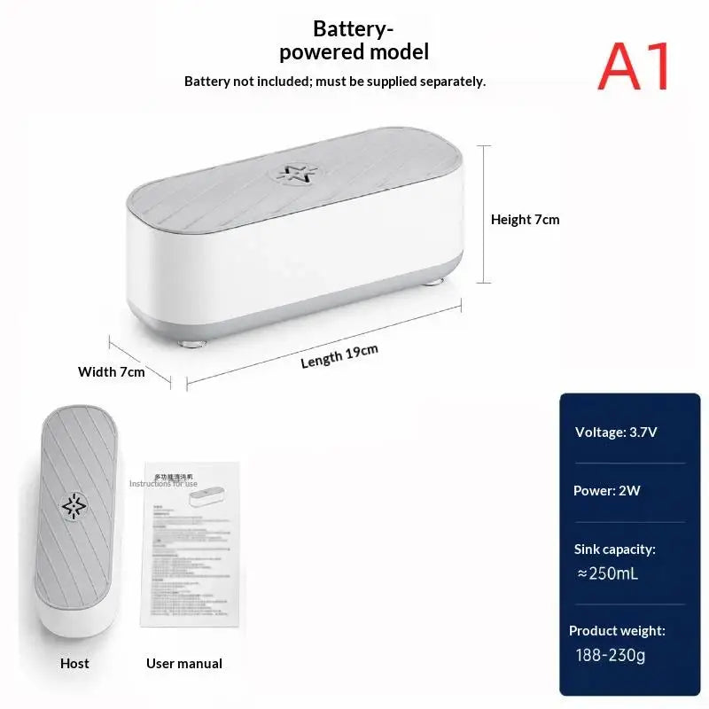 Portable Ultrasonic Eyeglass Cleaner – USB & Battery Mode