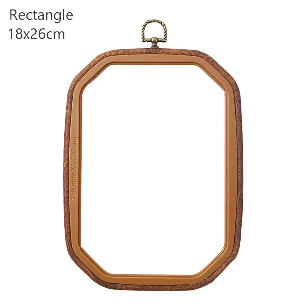Wood Grain Plastic Embroidery Hoop – Multi-Shape DIY Frame