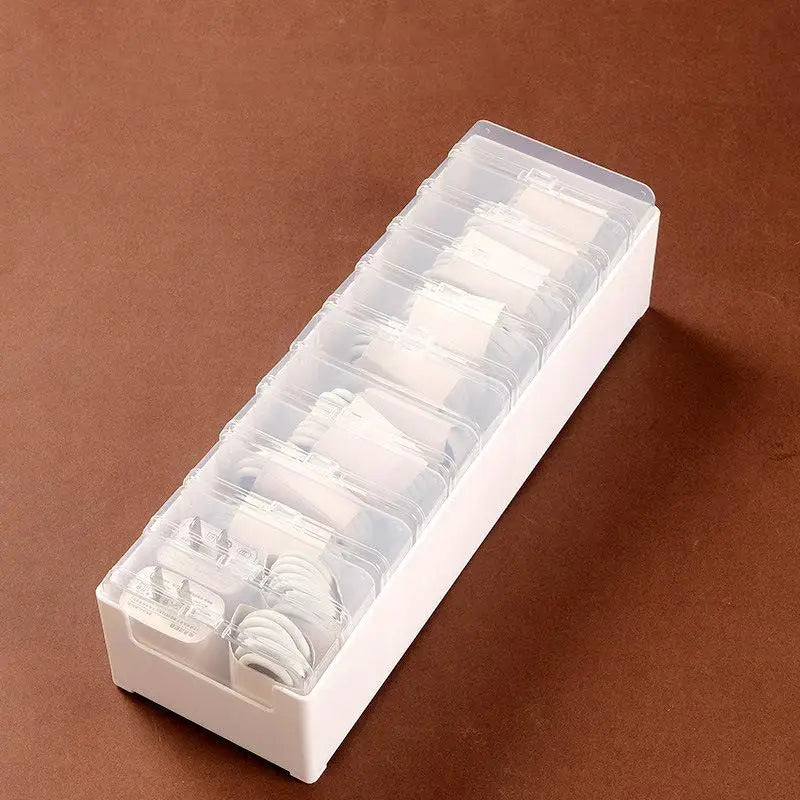 Transparent Multi-Compartment Storage Box for Cables & Accessories