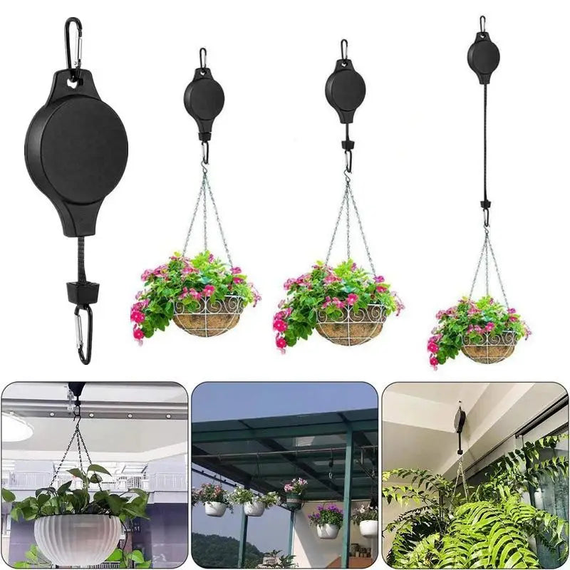Adjustable Retractable Plant Pulley Hanger Hook for Baskets & Pots