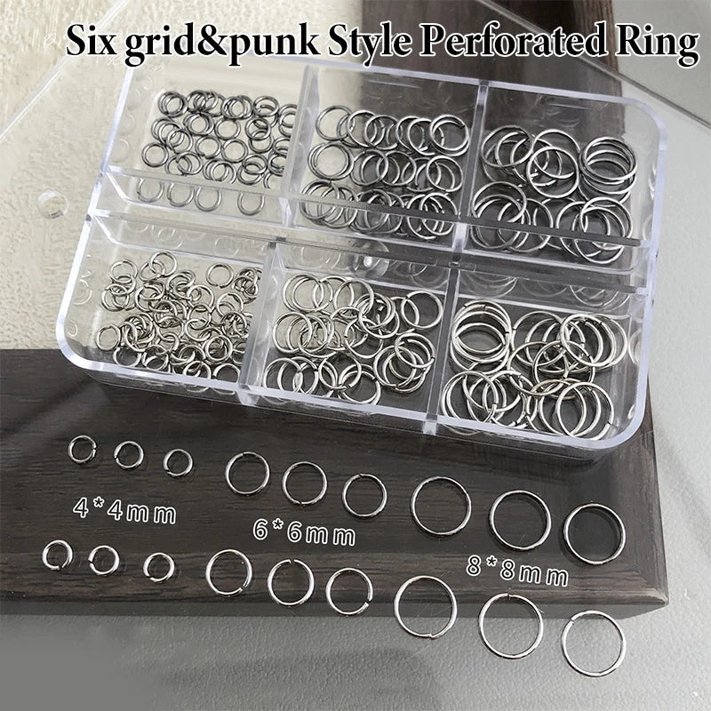 6-Grid Punk Alloy Nail Charms – 140–160 Rhinestone Pieces