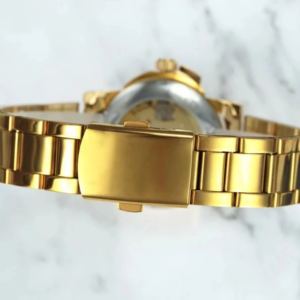 Women's Hollow Automatic Watch | Diamond Gold Mechanical Watch