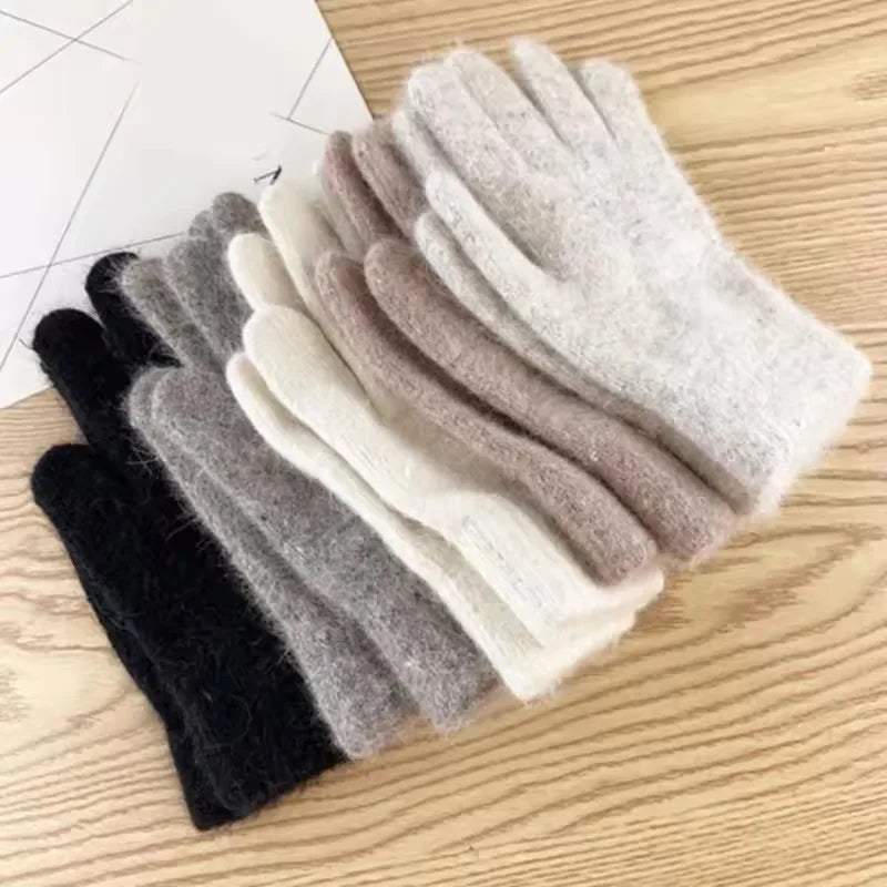 Women's Winter Knit Cashmere Gloves – Full Finger Warm Outdoor