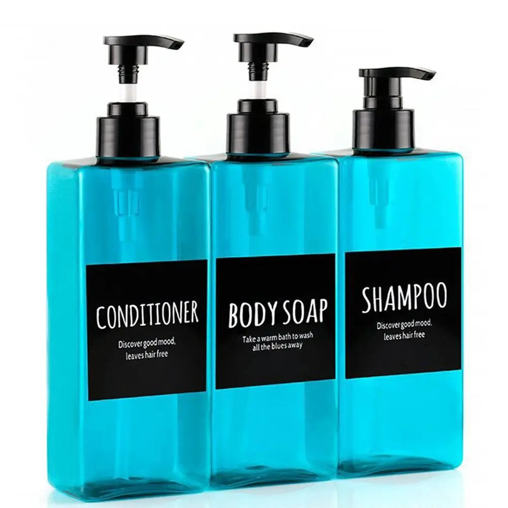 3-Pack 500ml Soap Dispenser Set with Labels – Pump Bottles