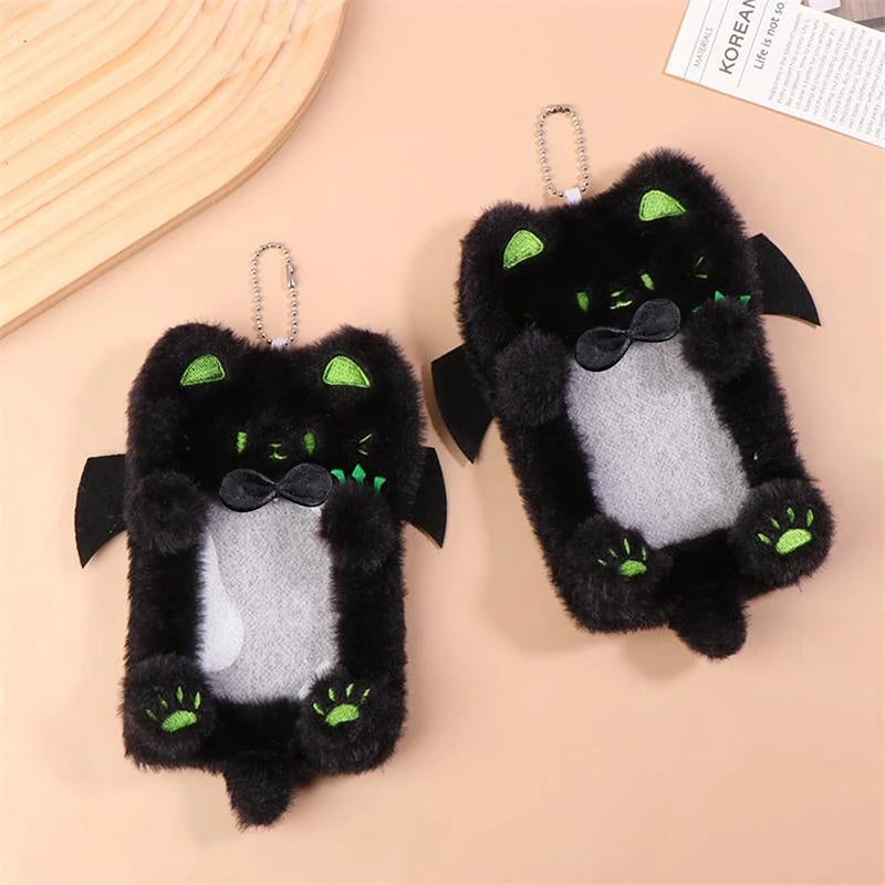 Cute Black Cat Plush Photocard Holder & Keyring Pendant