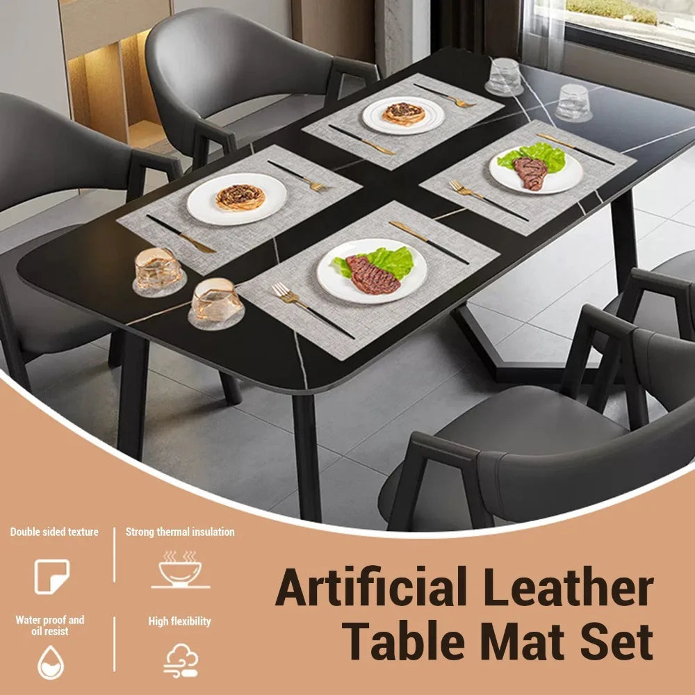 6-Piece Faux Leather Placemats – Waterproof & Heat Resistant