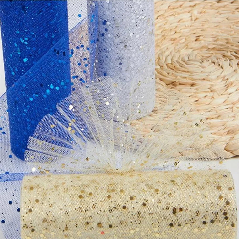 Glitter Sequin Mesh Fabric Roll – 10 Yards Tulle for DIY
