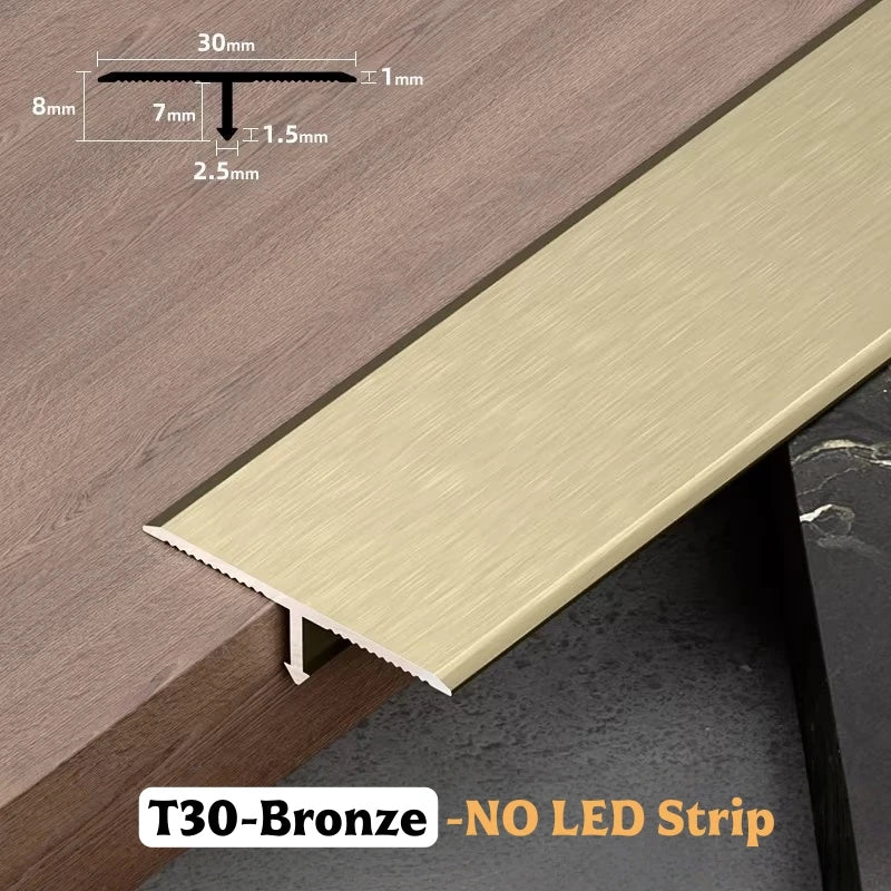 T-Shape Aluminum Floor Transition Strip | Tile Gap Edge Profile