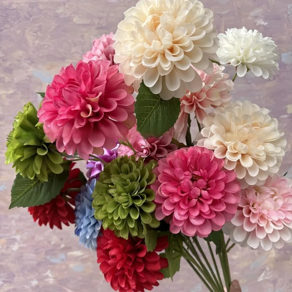 Silk Artificial Dahlia Chrysanthemum Bouquet – Faux Home Décor